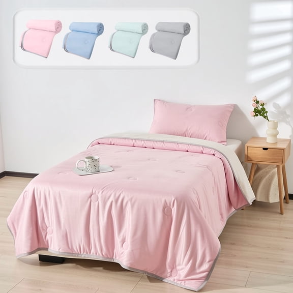 PSVFUJZ Summer Quilt, Lightweight Bedspreads Coverlets, Breathable Lightweight Air Conditioning Quilt, Soft Washable Bed Cover for Bedroom Dorm Travel Camping Home, All Season(Pink)