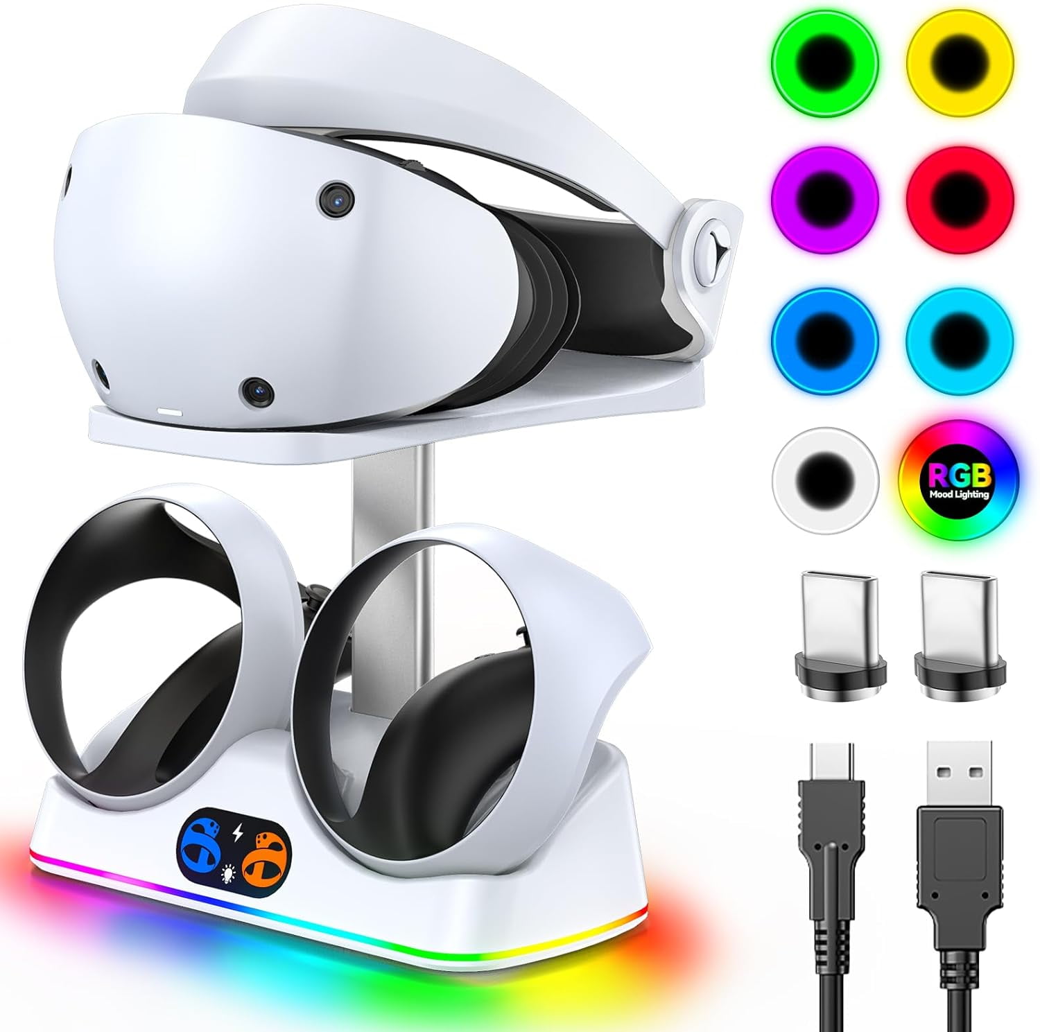 PSVR 2 Controller Charger with RGB Light, PSVR2 Headset Display, PSVR 2
