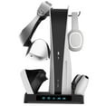 thumbnail image 1 of Charging Stand for PS5 & PSVR2, Vertical Stand with Cooling Fan Game Controller Wireless Charging Station, VR2 Headset Base Accessories-Black, 1 of 8