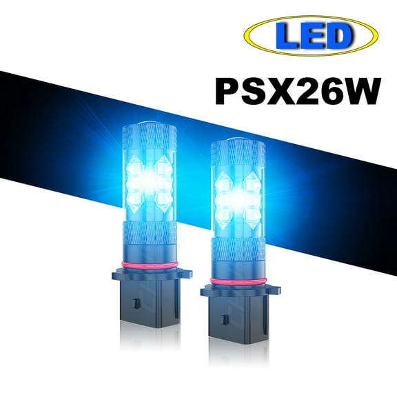 PSX26W LED Fog Light Bulbs 8000K Ice blue For 2016-17 Chevrolet Tahoe，Pack of 2