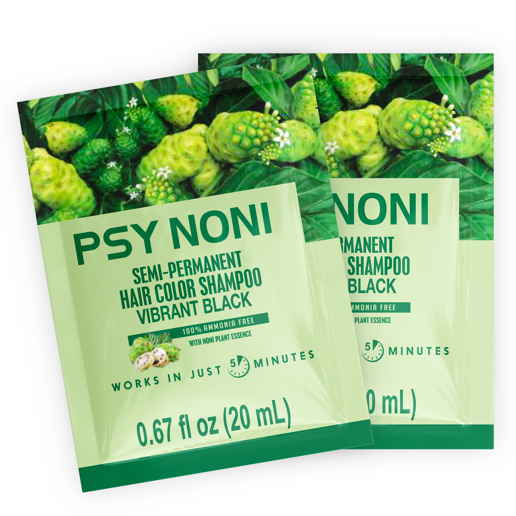 PSY NONI SHAMPOO-IN COLOR REAL BLACK (0.67 fl oz, 12 Sachets) | Semi ...