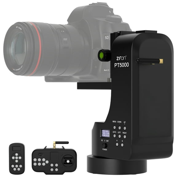 VIPQV PT5000 360° Auto Motorized Rotating Panoramic Head with Remote Control, Professional Universal Shaft, Support 5KG(11LB) Camera Pan Tilt Video Tripod Head Stabilize