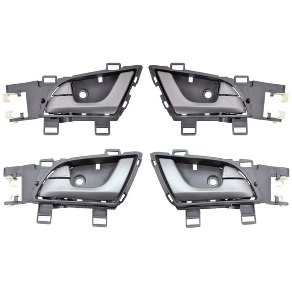 PT Auto Warehouse AC-2405RA-QP - Interior Inner Inside Door Handle, Silver Lever with Black Housing - Front/Rear Left/Right, Set of 4