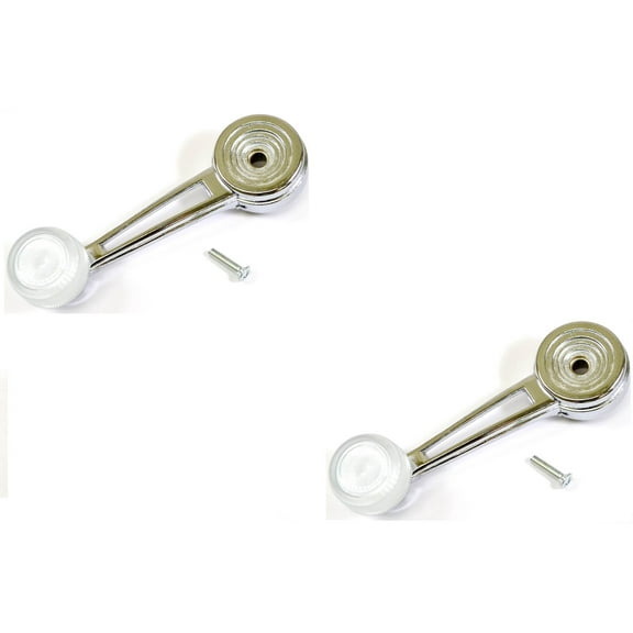 PT Auto Warehouse FO-1063O-P - Window Crank Handle, Chrome with White Knob - Left/Right Pair Fits select: 1980-1986 FORD F150, 1980-1986 FORD F250