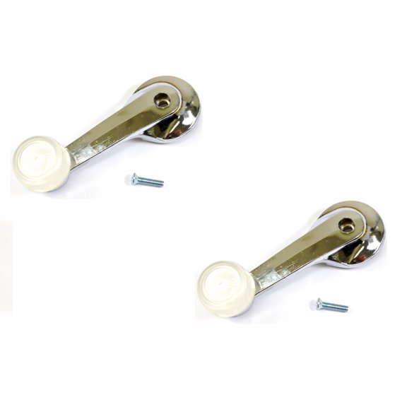PT Auto Warehouse FO-1065O-P - Window Crank Handle, Chrome Zinc with White Knob - Left/Right Pair Fits select: 1972-1973 FORD MUSTANG, 1972-1973 FORD GRAN TORINO