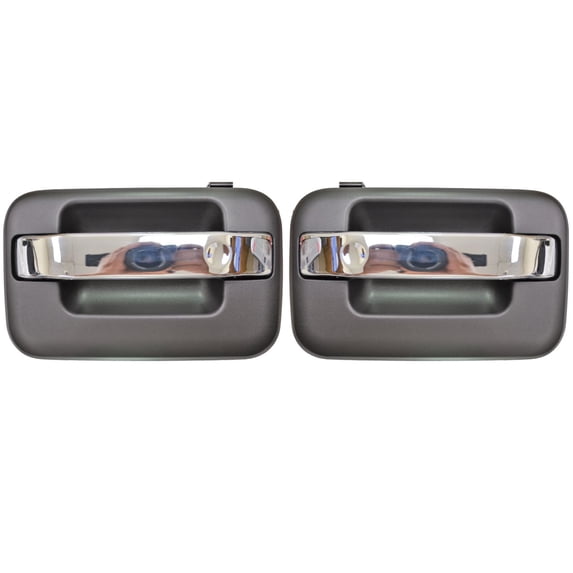 PT Auto Warehouse FO-3505MA-RP - Outer Exterior Outside Door Handle, Textured Black Housing with Chrome Lever - Rear Left/Right Pair Fits select: 2004-2008 FORD F150, 2006-2008 LINCOLN MARK LT