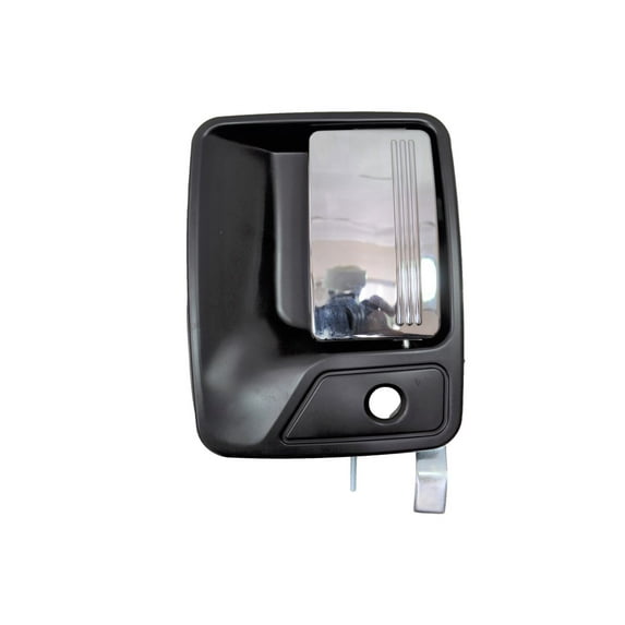 PT Auto Warehouse FO-3524MP-FL - Exterior Outer Outside Door Handle, Chrome Lever with Black Housing - Front Left Driver Side Fits select: 2013-2016 FORD F250, 2013-2016 FORD F350