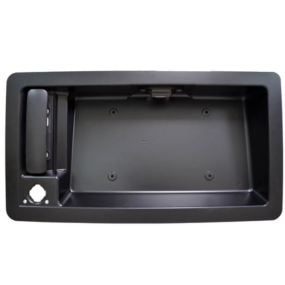 PT Auto Warehouse FO-3903A-TG - Tailgate License Plate Bracket Holder Outside Cargo Door Handle, Textured Black - without Camera Hole Fits select: 2008-2018 FORD ECONOLINE