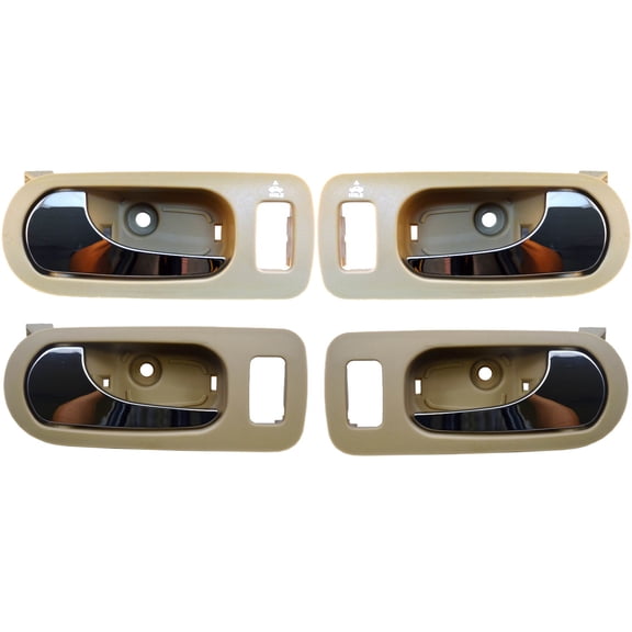 PT Auto Warehouse GM-2312ME-QP - Inner Interior Inside Door Handle, Beige/Tan (Neutral) Housing with Chrome Lever - Front/Rear Left/Right, Set of 4 Fits select: 2006-2007 BUICK LACROSSE
