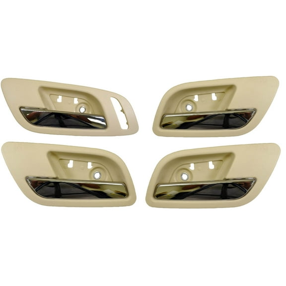 PT Auto Warehouse GM-2545ME-QP - Inner Interior Inside Door Handle, Beige/Tan (Cashmere) Housing with Chrome Lever - Front/Rear Left/Right, Set of 4 Fits select: 2007-2014 CADILLAC ESCALADE