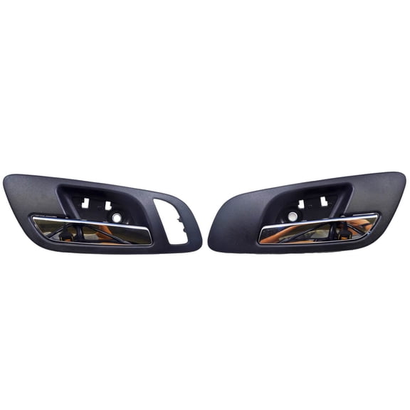 PT Auto Warehouse GM-2546MAFPK2 - Inner Interior Inside Door Handle, Black (Ebony) Housing with Chrome Lever - Driver Side Front, with Memory/Heated Seat Hole; Passenger Side Front, without Hole