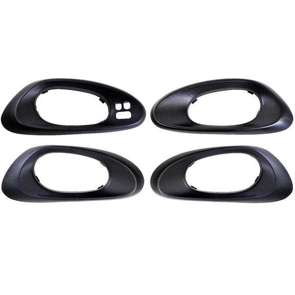 PT Auto Warehouse GM-2721A-2QP1 - Inner Interior Inside Door Handle Trim, Black - with Memory Seat Hole (Front Driver Side), Front/Rear Left/Right, Set of 4