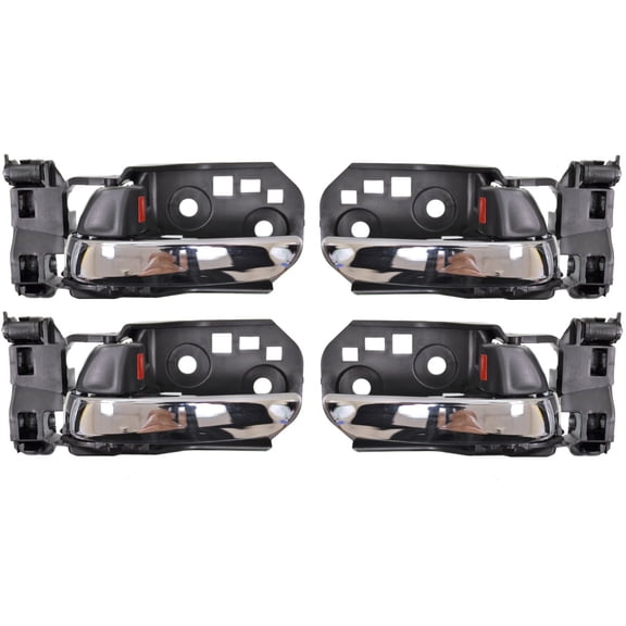 PT Auto Warehouse HO-2310MA-QP - Interior Inner Inside Door Handle, Chrome Lever with Black Knob - Front/Rear Left/Right, Set of 4