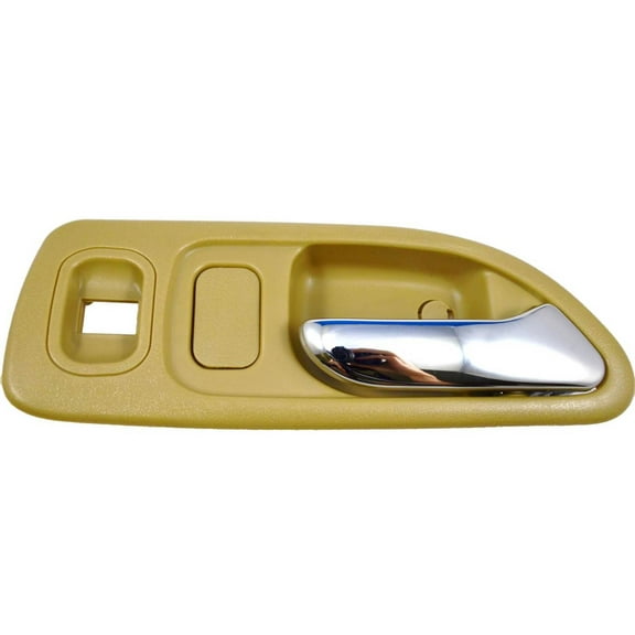 PT Auto Warehouse HO-2579MEFR1 - Inner Interior Inside Door Handle, Beige/Tan Housing with Chrome Lever - with Power Window Switch Hole, 4-Door Sedan, Passenger Side Front