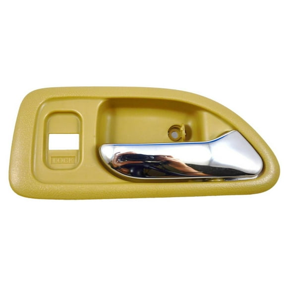 PT Auto Warehouse HO-2579MEFR2 - Inner Interior Inside Door Handle, Beige/Tan Housing with Chrome Lever - without Power Window Switch Hole, 4-Door Sedan, Passenger Side Front