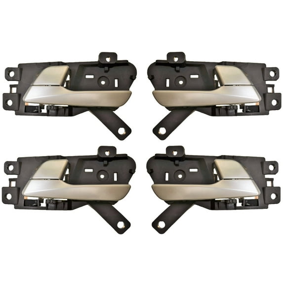 PT Auto Warehouse HY-2310R-QP - Inner Interior Inside Door Handle, Black Housing with Silver Lever/Knob - Front/Rear Left/Right, Set of 4
