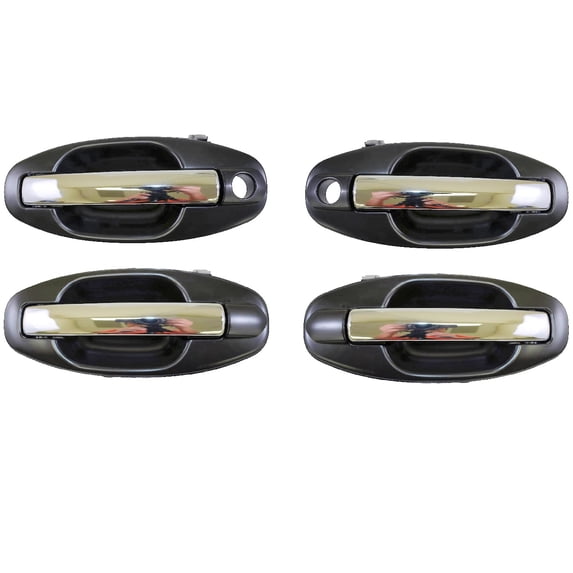 PT Auto Warehouse HY-3501MP-QP - Outer Exterior Outside Door Handle, Primed Black Housing with Chrome Lever - Front/Rear Left/Right, Set of 4 Fits select: 2001-2006 HYUNDAI SANTA FE