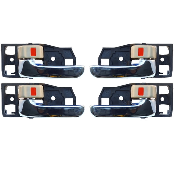PT Auto Warehouse TO-2510ME-QP - Inner Interior Inside Door Handle, Beige/Tan (Ivory) Knob with Chrome Lever - Front/Rear Left/Right, Set of 4 Fits select: 2001-2007 TOYOTA HIGHLANDER