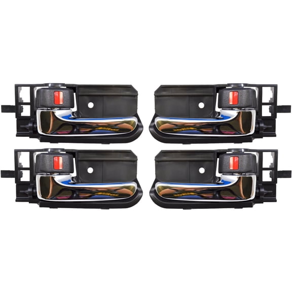 PT Auto Warehouse TO-2567MA-QP - Inner Interior Inside Door Handle, Black (Stone) Housing with Chrome Lever - Front/Rear Left/Right, Set of 4 Fits select: 2003-2008 TOYOTA COROLLA