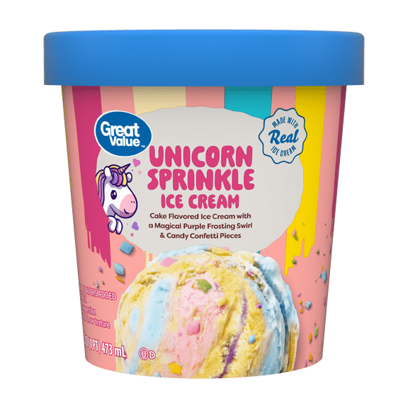 Great Value Unicorn Sprinkle Ice Cream, 1 Pint
