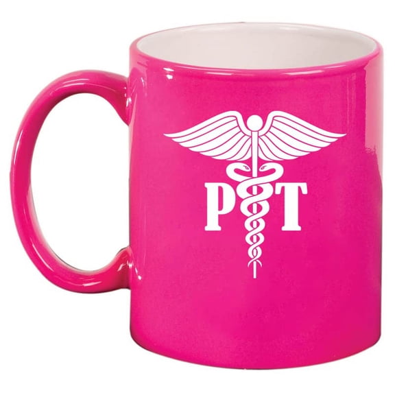 PT Physical Therapist Ceramic Coffee Mug Tea Cup Gift (11oz Hot Pink)