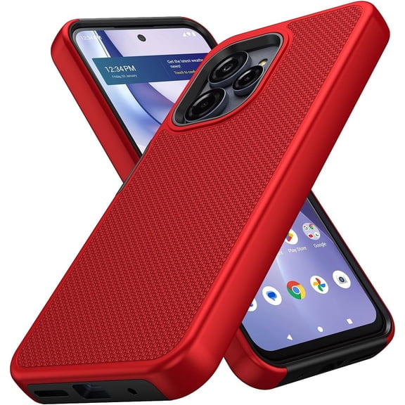 PT for BLU View Speed Ultra 5G B1660V Dotted Hybrid Phone Case Cover - Red