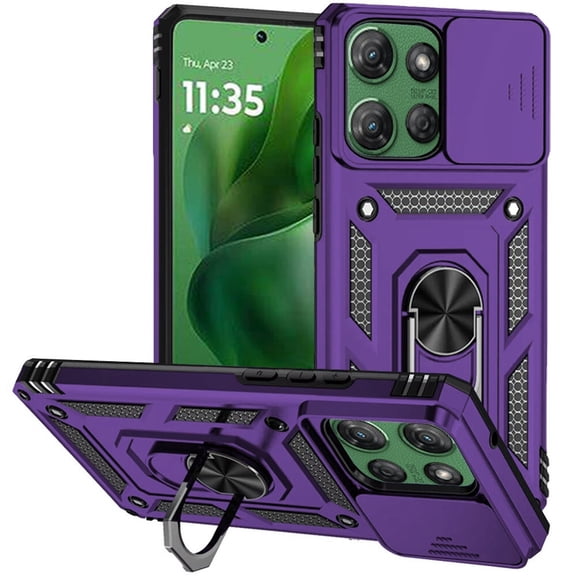 PT for Motorola Moto G Power 5G 2026 XT2617 / Motorola Moto G Power 5G 2025 XT2515V Slide Camera Push Ring Kickstand Hybrid Phone Case Cover - Purple