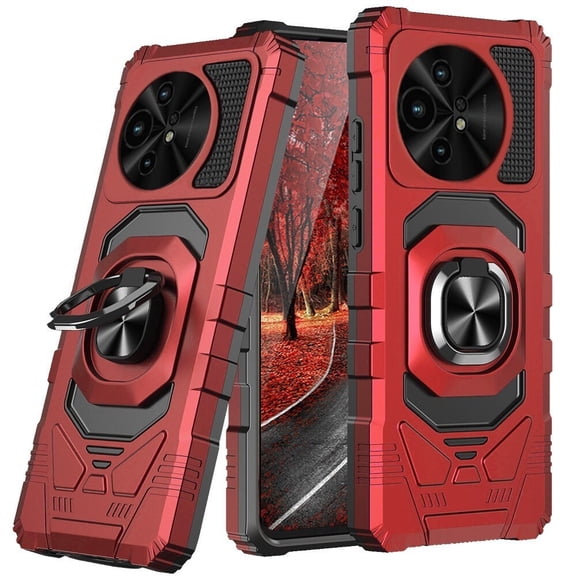 PT for TCL 60 XE NXTPAPER 5G T705M / TCL 50 XL 5G Robotic Ring Kickstand Hybrid Phone Case Cover - Red