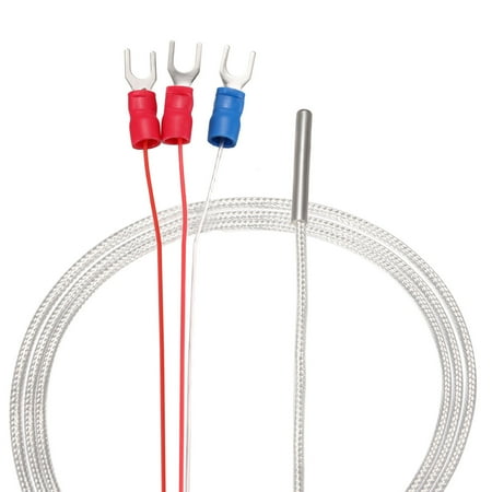PT100 RTD Temperature Sensor Probe 3 Wire Cable Thermocouple Stainless Steel 100cm(3.3ft) (Temperature Rang: -20~420°C)