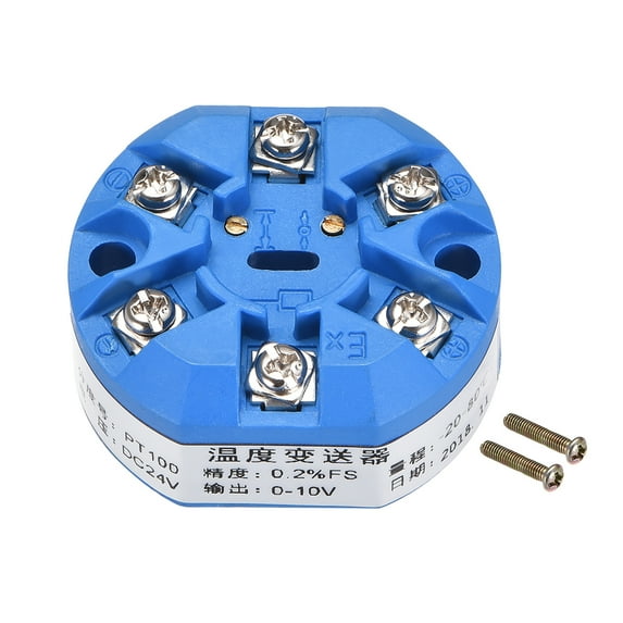 PT100 Temperature Sensor Transmitter 24V DC 0-10V -20℃ to 80℃ Blue