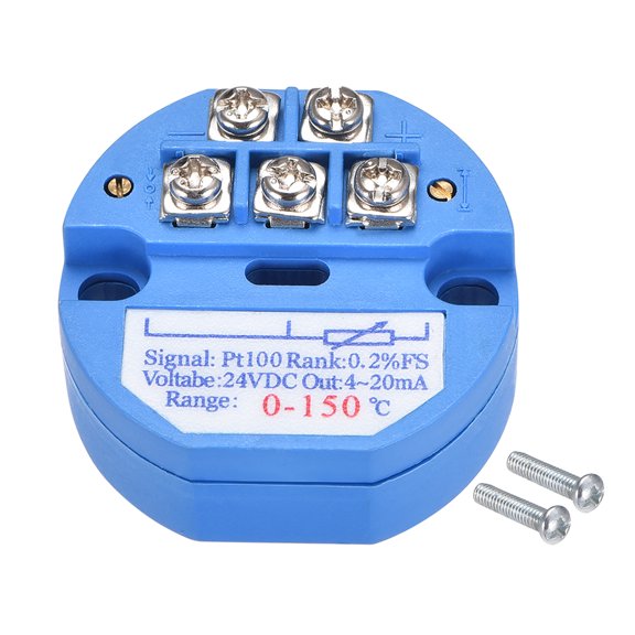 PT100 Temperature Sensor Transmitter 24V DC 4-20mA 0℃ to 150℃ Blue