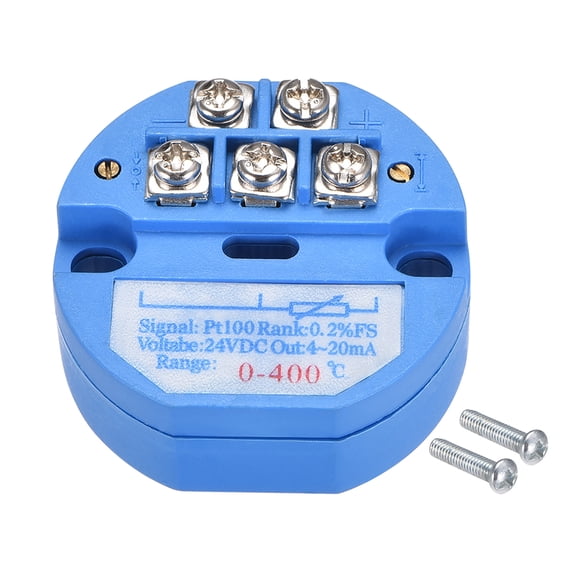 PT100 Temperature Sensor Transmitter 24V DC 4-20mA 0 to 400 Blue