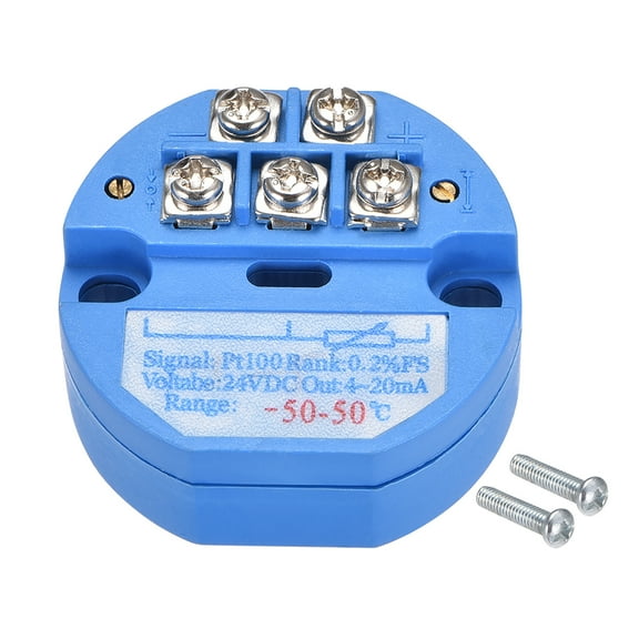 PT100 Temperature Sensor Transmitter 24V DC 4-20mA -50 to 50 Blue