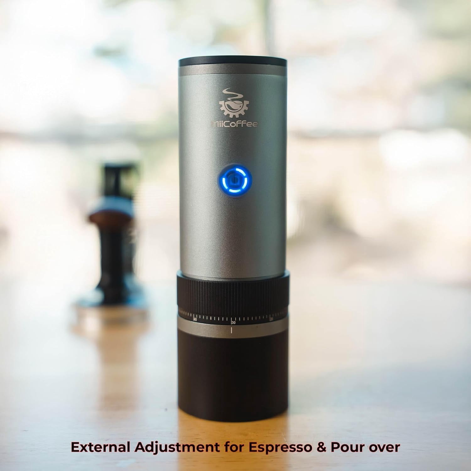 PT2 Portable Electric Burr Coffee Grinder with Stainless Steel Conical Burrs and USB-C Charging for Travel