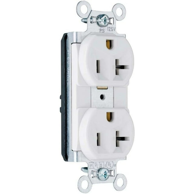 PT5362W Plugtail 20 Amp Specification Grade Duplex Receptacle Outlet