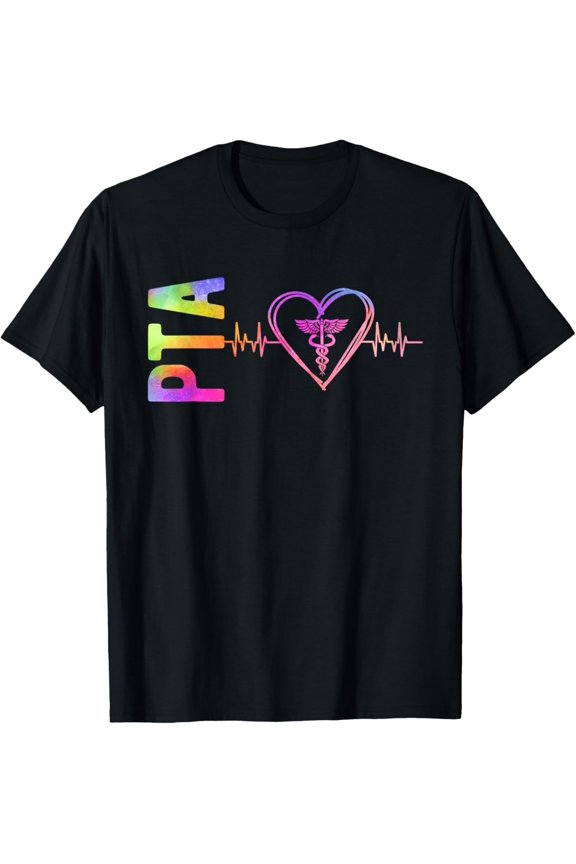 PTA Heartbeat Physical Therapy Assistant T-ShirtMen's and women's gift, black and white T-shirt, size: Extra large S-4XL