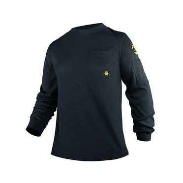 PTAHDUS FR Shirts for Men, 5.5oz Flame Resistant Shirts Long Sleeve for Summer, CAT2/HRC2 100% Cotton Lightweight Welding Shirts(5.5oz Navy Blue,X-Large)