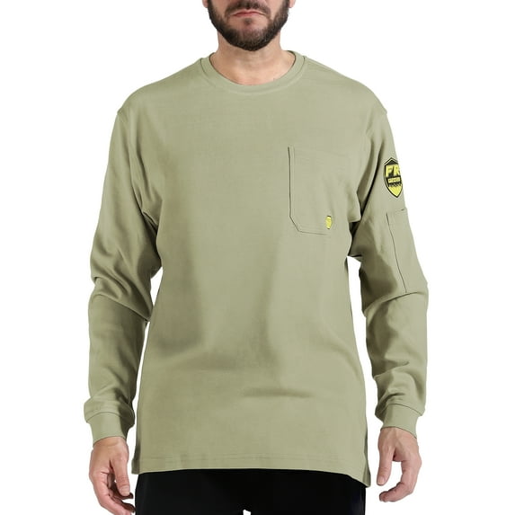 PTAHDUS FR Shirts for Men, 7.1oz Flame Resistant Clothing Long Sleeve FRC Shirts, NPFA2112 100% Cotton Welding Shirts Fire Retardant Clothes(7.1oz Khaki,4X-Large)
