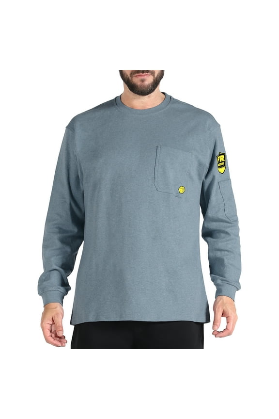 FR Shirts for Men, 7.1oz Flame Resistant Clothing Long Sleeve FRC Shirts, NPFA2112 100% Cotton Welding Shirts Fire Retardant Clothes(7.1oz Teal Grey Heather,X-Large)