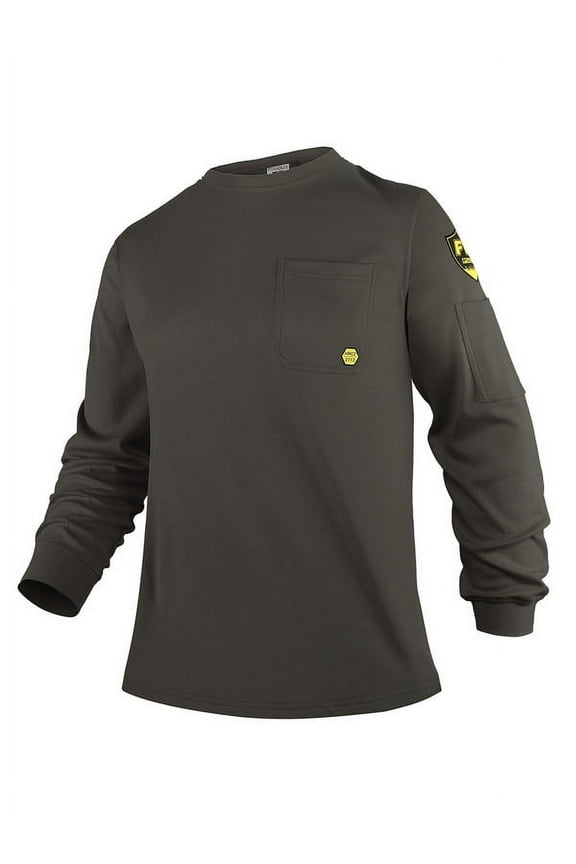 FR Shirts for Men, 5.5oz Flame Resistant Shirts Long Sleeve for Summer, CAT2/HRC2 100% Cotton Lightweight Welding Shirts(5.5oz Grey,Large)
