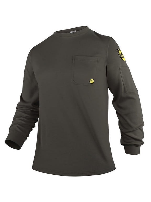 FR Shirts for Men, 5.5oz Flame Resistant Shirts Long Sleeve for Summer, CAT2/HRC2 100% Cotton Lightweight Welding Shirts(5.5oz Grey,XX-Large)