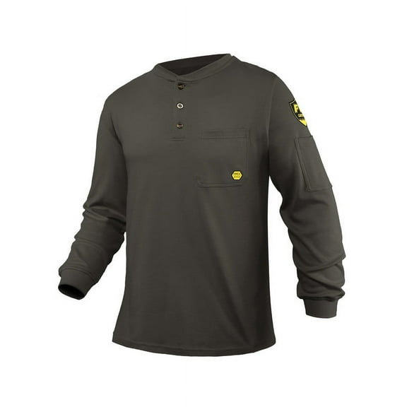 PTAHDUS FR Shirts for Men, 5.5oz Flame Resistant Shirts Long Sleeve for Summer, CAT2/HRC2 100% Cotton Lightweight Welding Shirts(Grey,4X-Large)