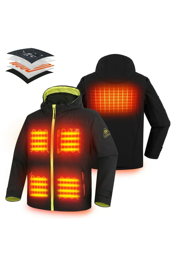 Men's Heated Jacket Soft Shell with Hand Warmer, with 7.4V Battery Pack