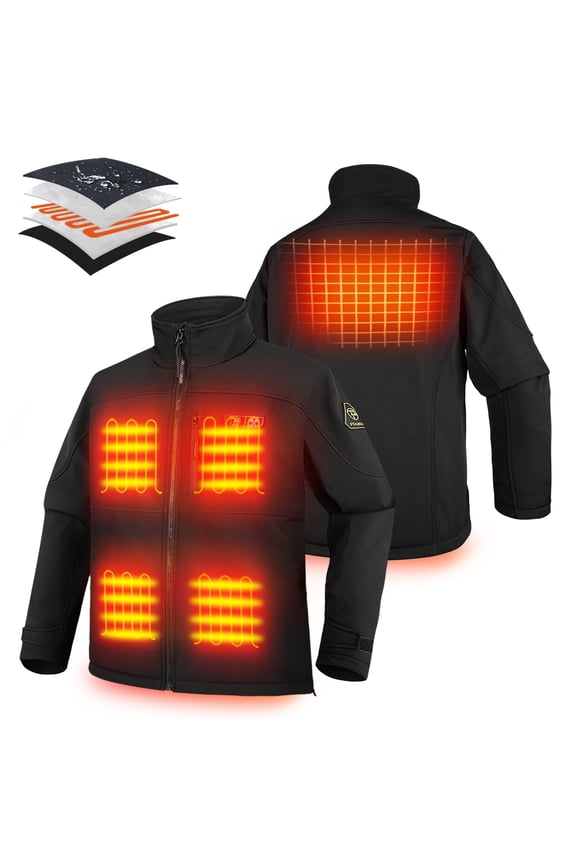 Men's Heated Jacket Soft Shell with Hand Warmer, with 7.4V Battery Pack
