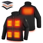 PTAHDUS Men's Heated Jacket Soft Shell with Hand Warmer, with 7.4V Battery Pack