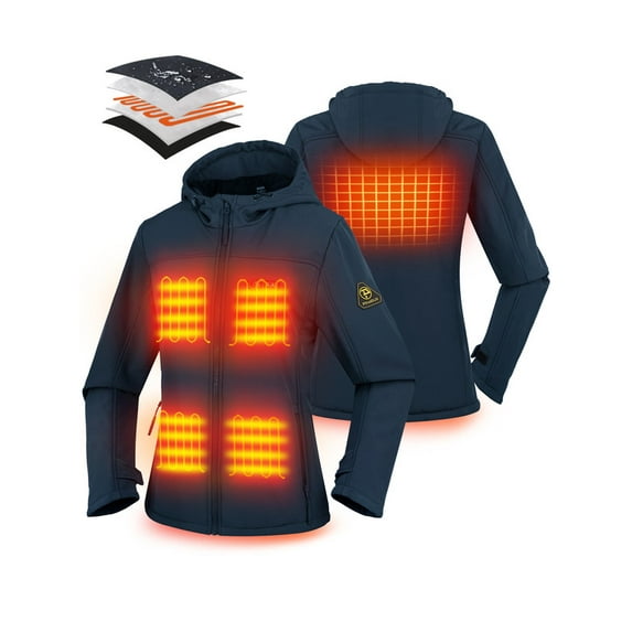 PTAHDUS Women’s Heated Jacket with Battery Pack 7.4V, with Hand Warmer Pocket