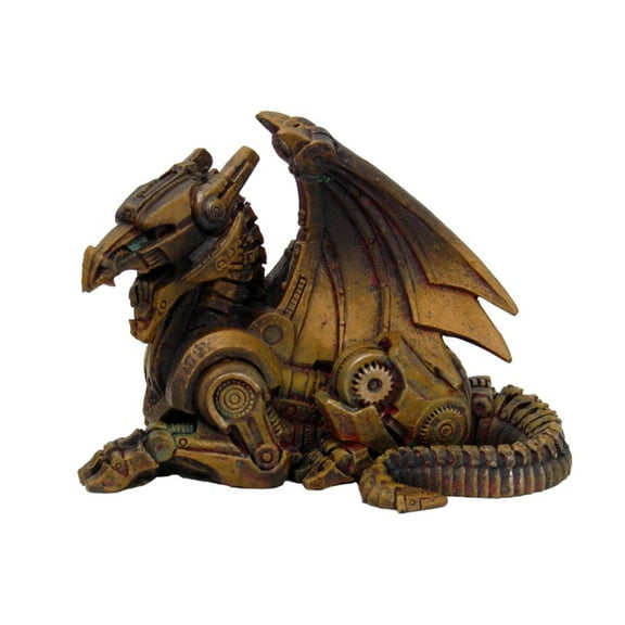 PTC 3.5 Inch Steampunk Sitting Winged Dragon Resin Statue Figurine