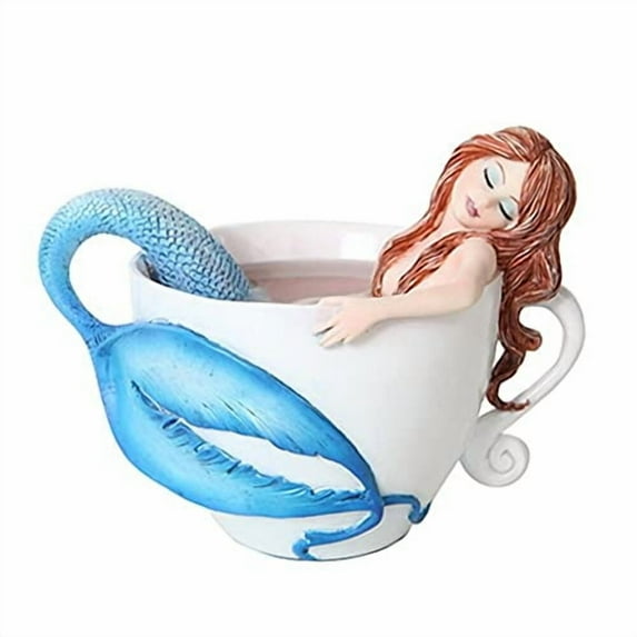 PTC 4.25 Inch Relaxing Mermaid in White Coffee Cup Statue Figurine