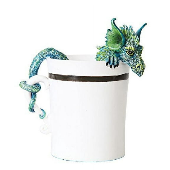 PTC 4 Inch Good Morning Dragon in White Coffee Cup Statue Figurine