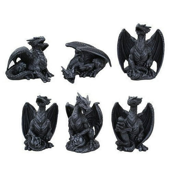 PTC 4 Inch Miniature Gargoyle Dragons Statue Figurines, Set of Six